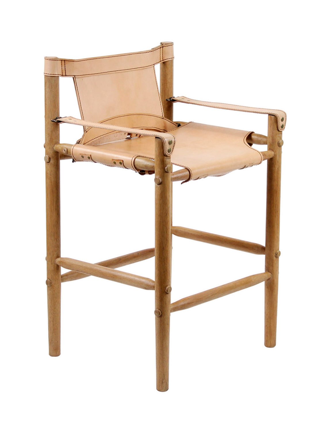 Jackson Bar + Counter Stool - Leather, Metal Base