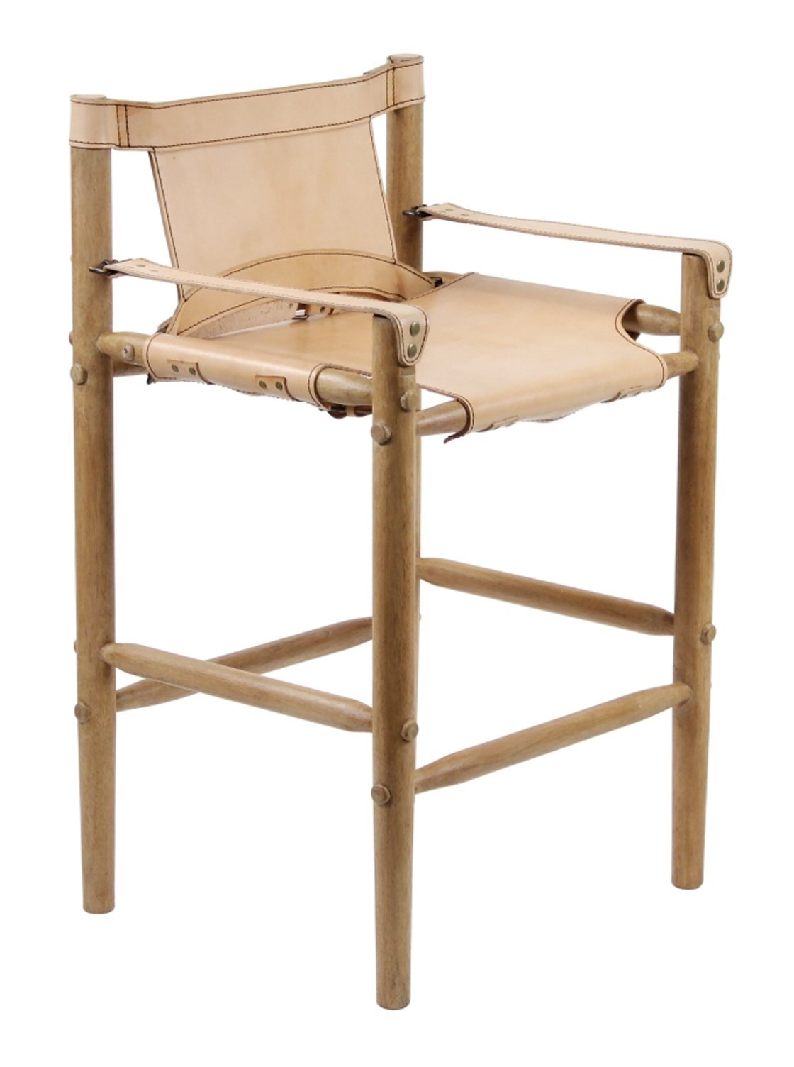 Jackson Bar + Counter Stool - Leather, Metal Base