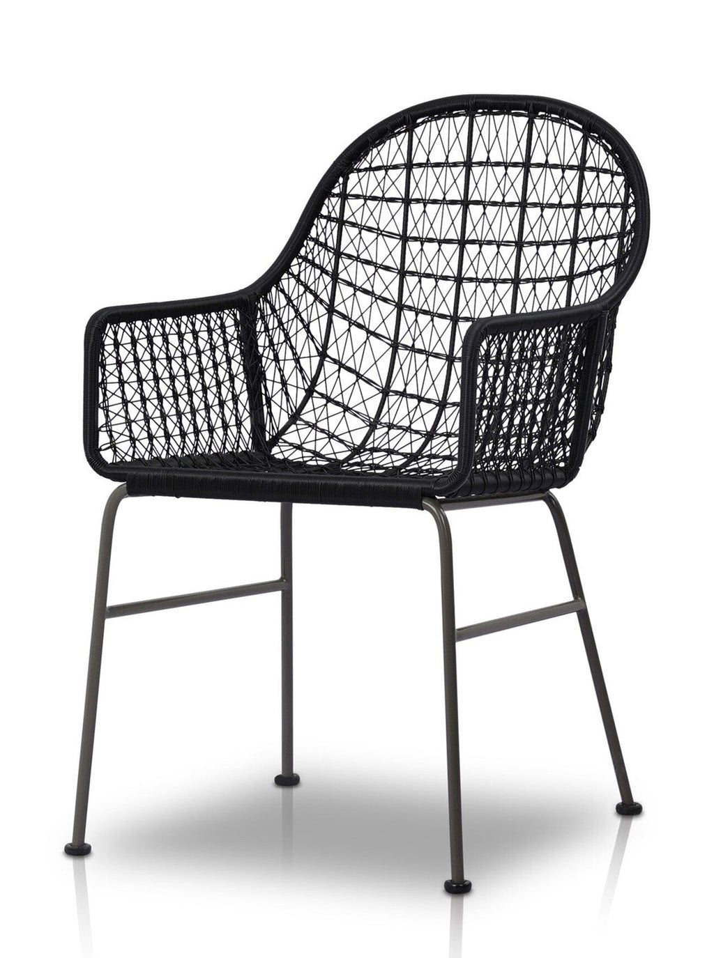 Jody Outdoor Dining Chair - Metal Base, Cane Detail