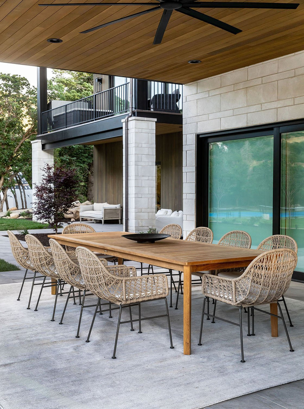 Jody Outdoor Dining Chair - Metal Base, Cane Detail