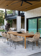 Jody Outdoor Dining Chair - Metal Base, Cane Detail