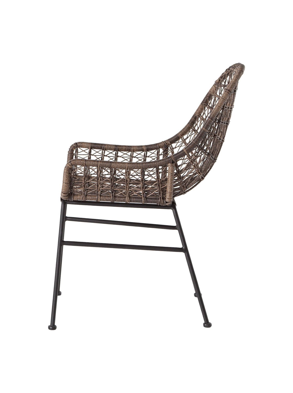 Jody Outdoor Dining Chair - Metal Base, Cane Detail