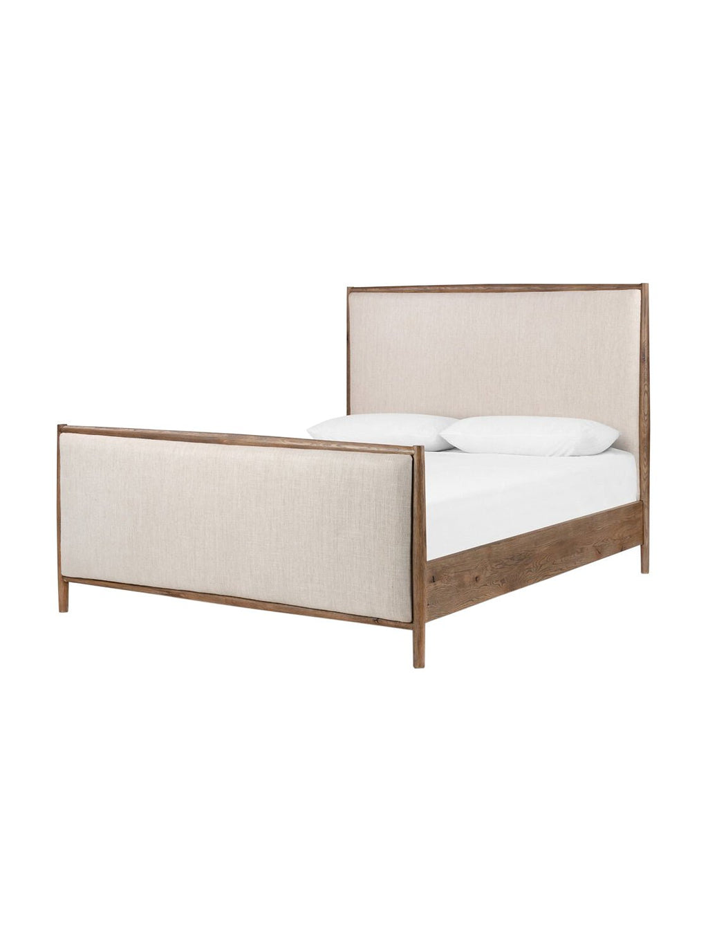 Lucien Bed - Upholstered, Oak Wood