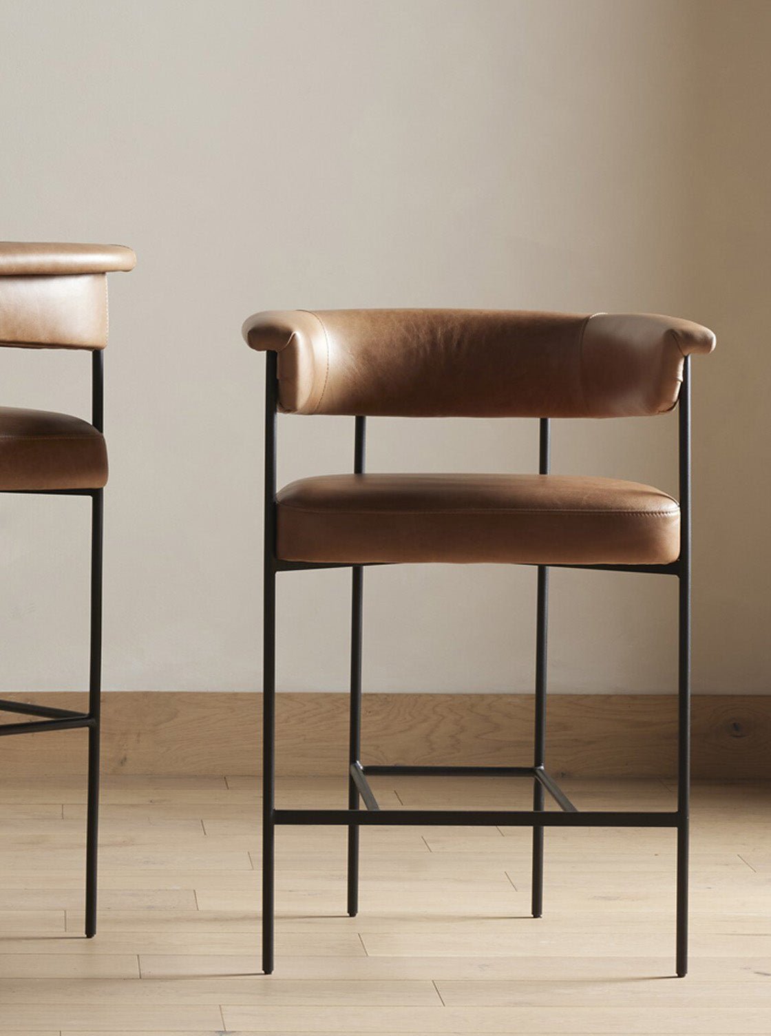 Martine Bar + Counter Stool - Upholstered, Metal Base