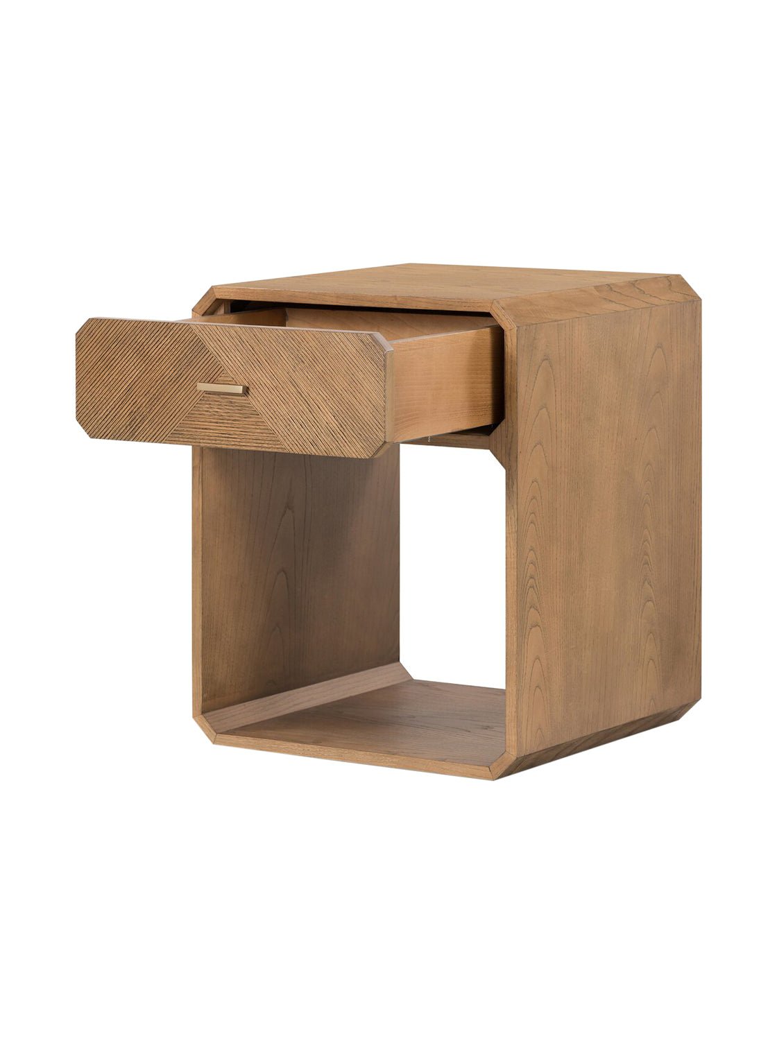 Micah Nightstand - Ash Wood, Metal Base