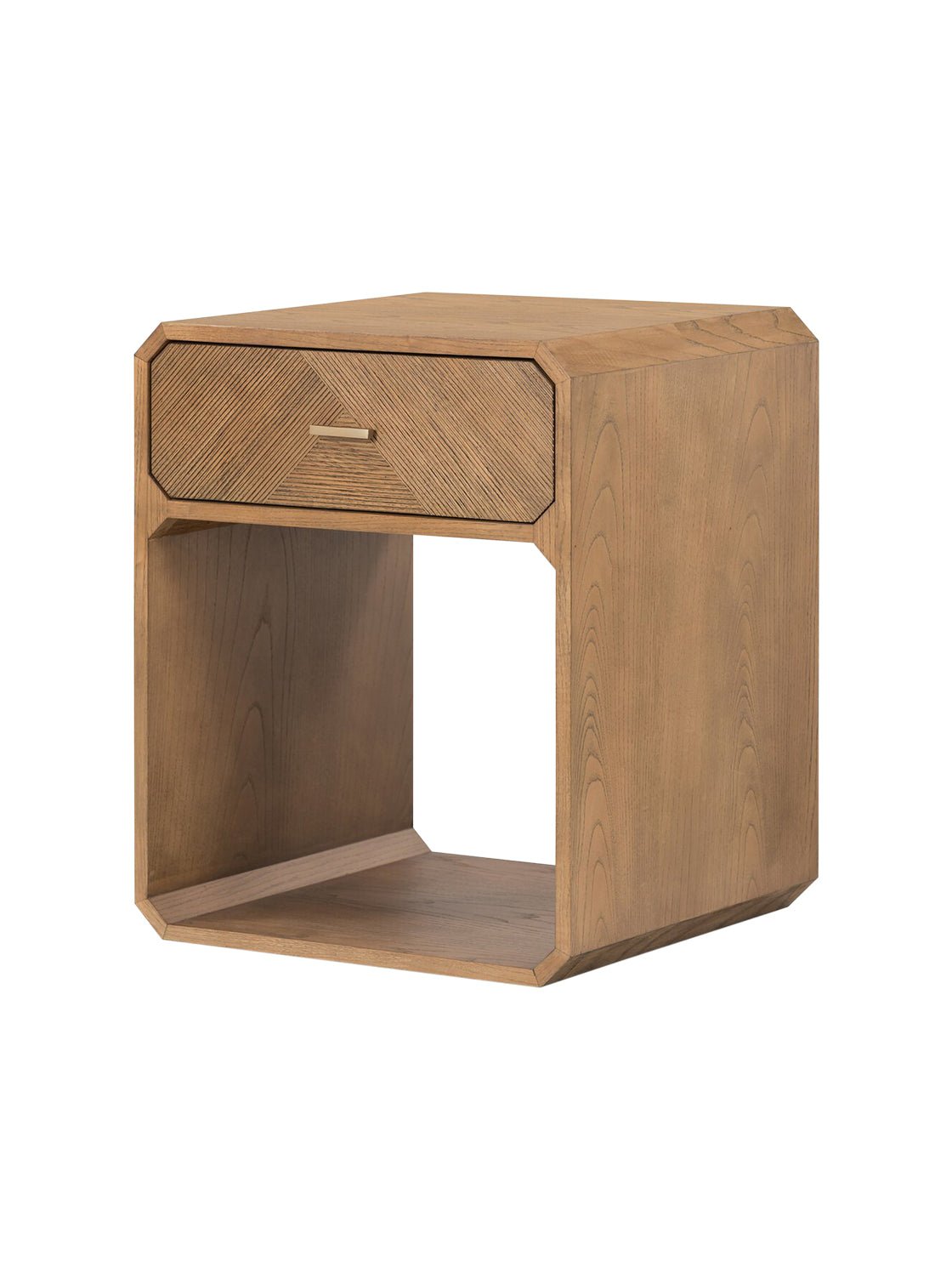 Micah Nightstand - Ash Wood, Metal Base