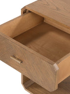 Micah Nightstand - Ash Wood, Metal Base