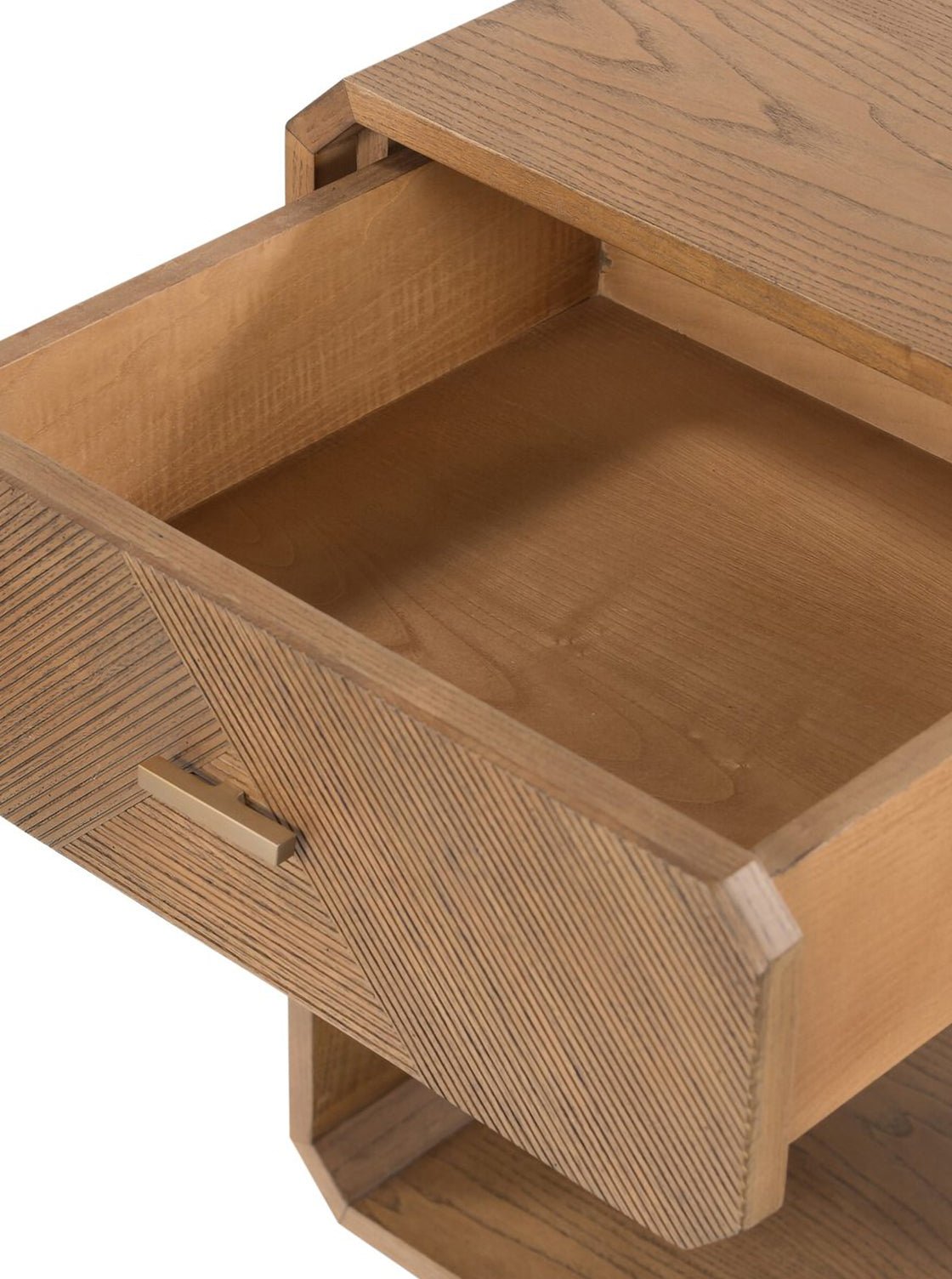 Micah Nightstand - Ash Wood, Metal Base