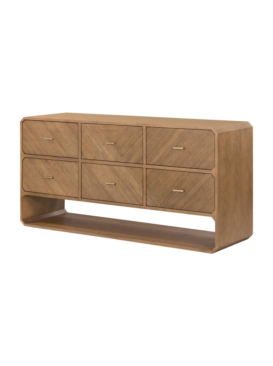 Micah Six Drawer Dresser - Ash Wood, Metal Base