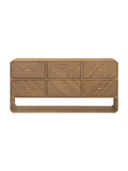 Micah Six Drawer Dresser - Ash Wood, Metal Base