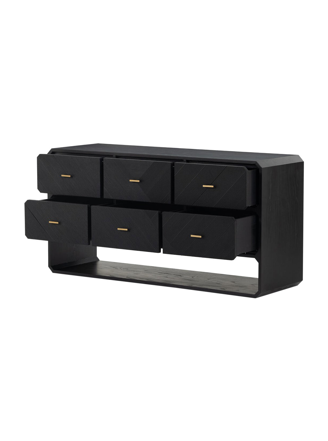 Micah Six Drawer Dresser - Ash Wood, Metal Base