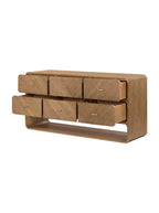 Micah Six Drawer Dresser - Ash Wood, Metal Base