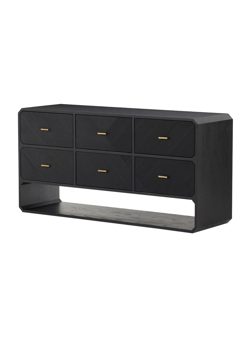 Micah Six Drawer Dresser - Ash Wood, Metal Base