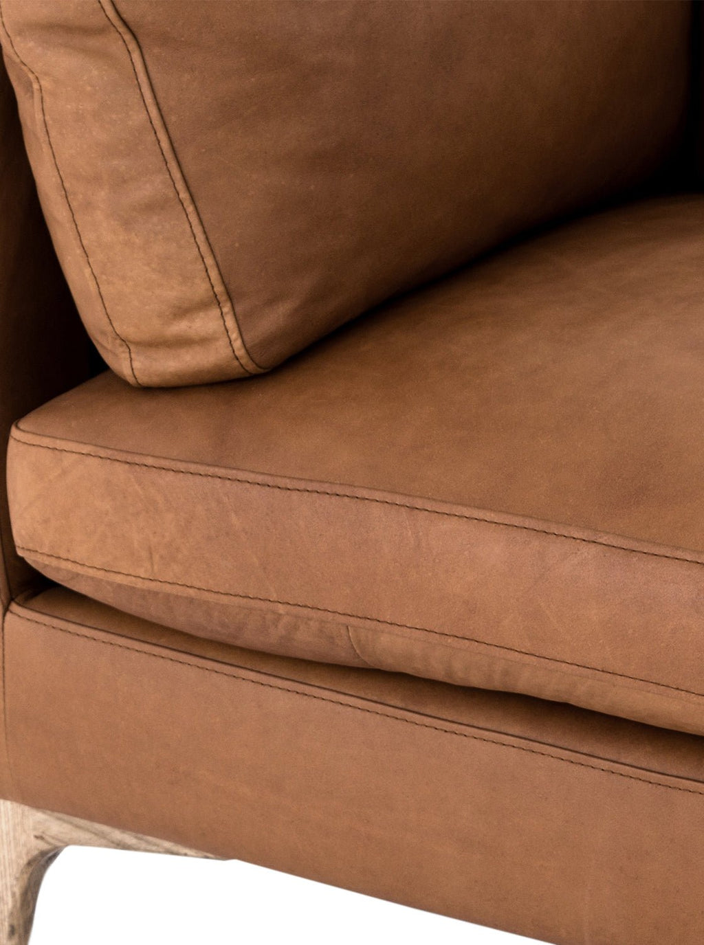 Ollie Sofa - Leather, Oak Wood