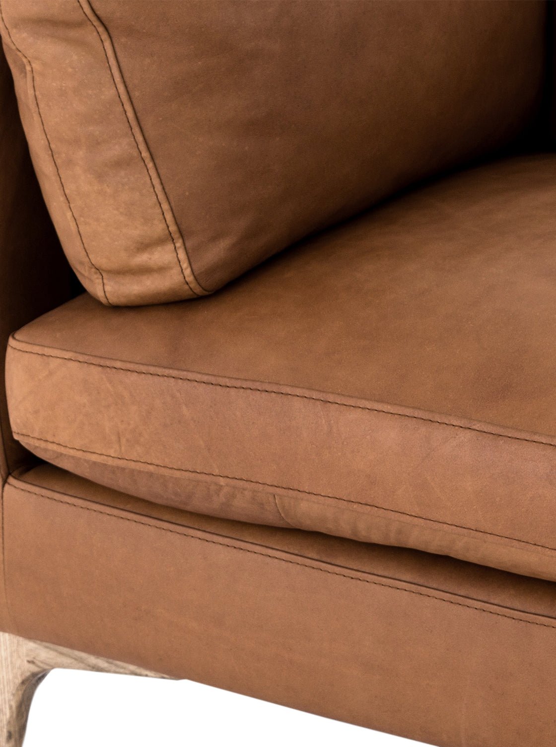 Ollie Sofa - Leather, Oak Wood