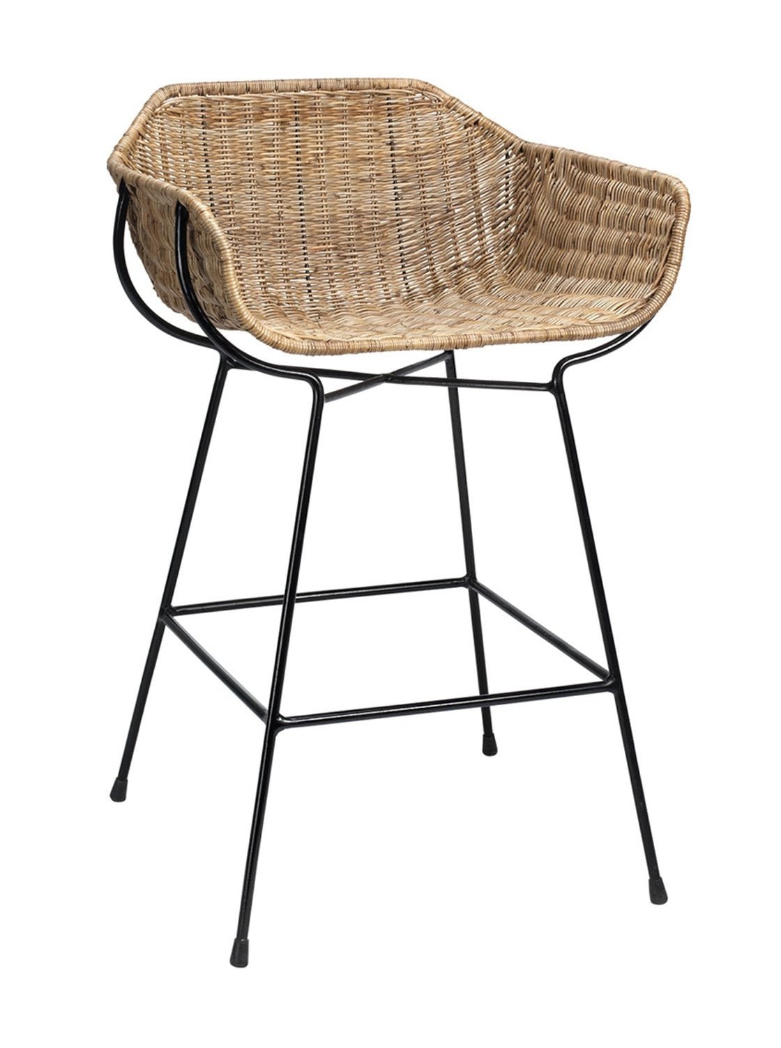 Riya Bar + Counter Stool - Metal Base, Cane Detail