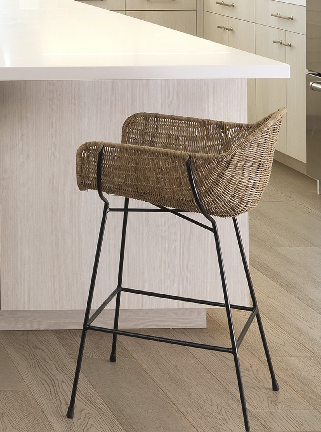 Riya Bar + Counter Stool - Metal Base, Cane Detail