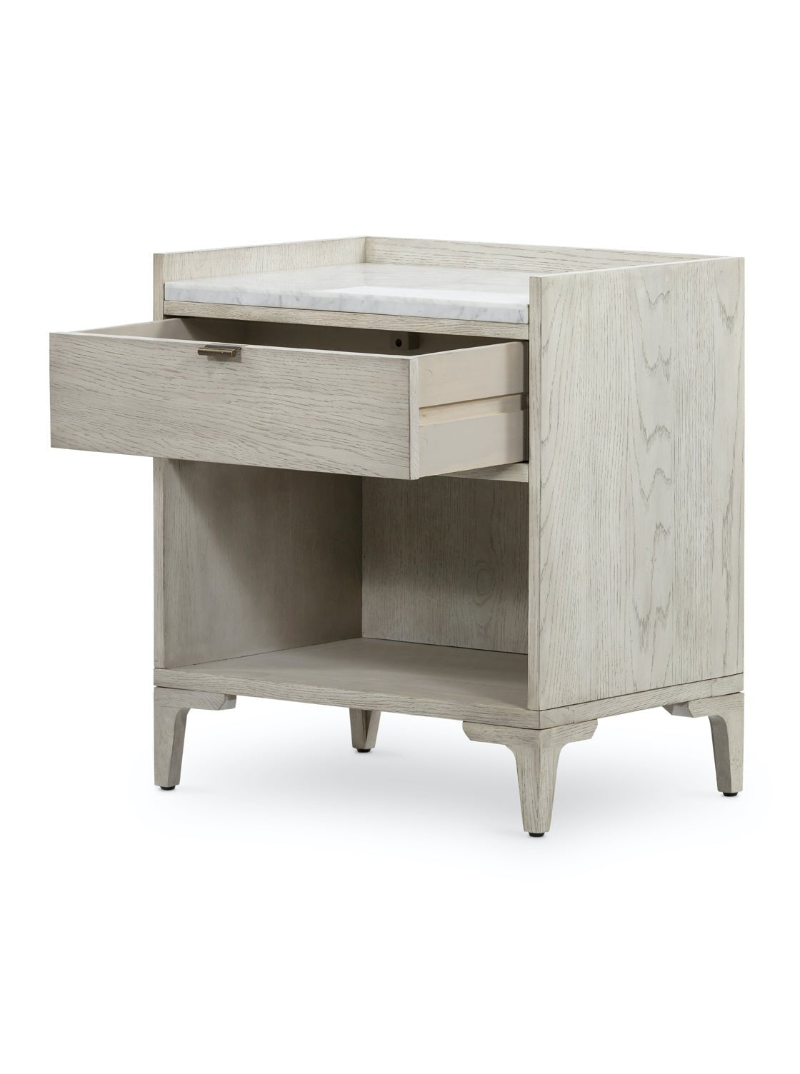 Skylar Nightstand - Oak Wood, Stone Top