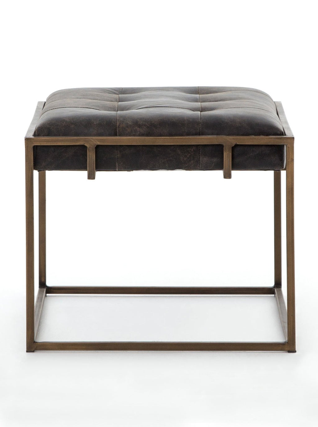 Stanford Ottoman - Leather, Metal Base