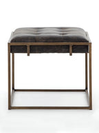 Stanford Ottoman - Leather, Metal Base