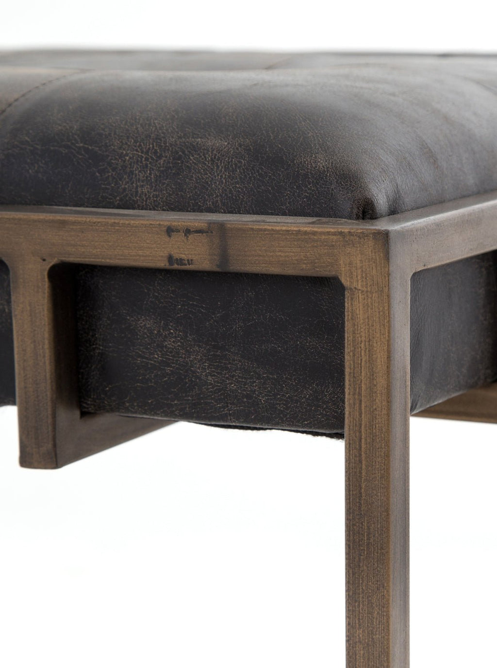 Stanford Ottoman - Leather, Metal Base