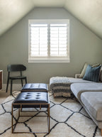 Stanford Ottoman - Leather, Metal Base