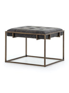 Stanford Ottoman - Leather, Metal Base