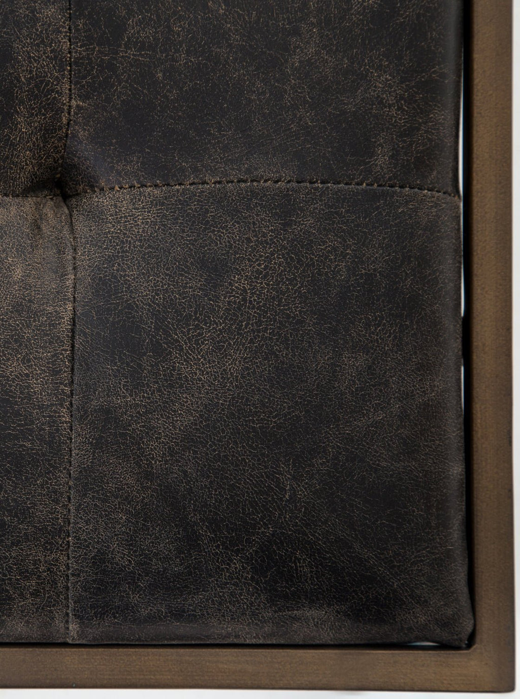 Stanford Ottoman - Leather, Metal Base