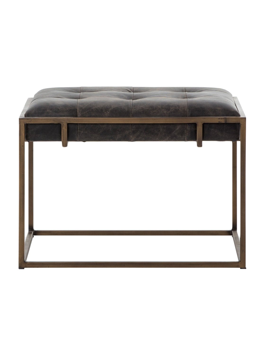 Stanford Ottoman - Leather, Metal Base