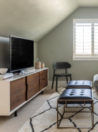 Stanford Ottoman - Leather, Metal Base