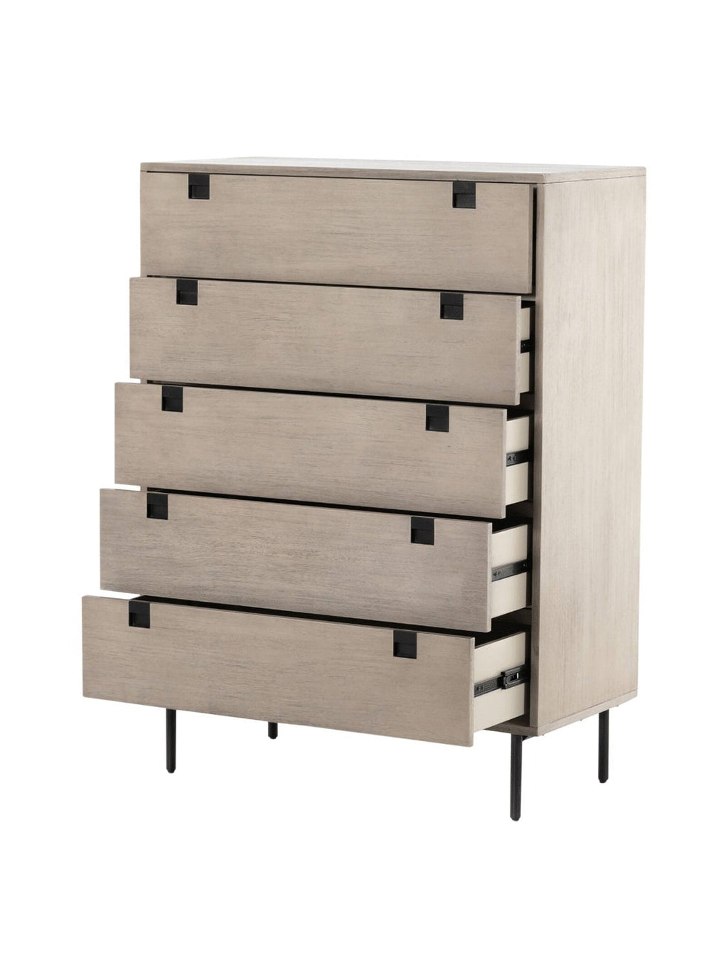 Tashi 5 Drawer Dresser - Upholstered, Ash Wood