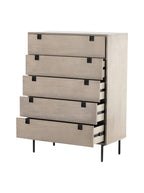 Tashi 5 Drawer Dresser - Upholstered, Ash Wood