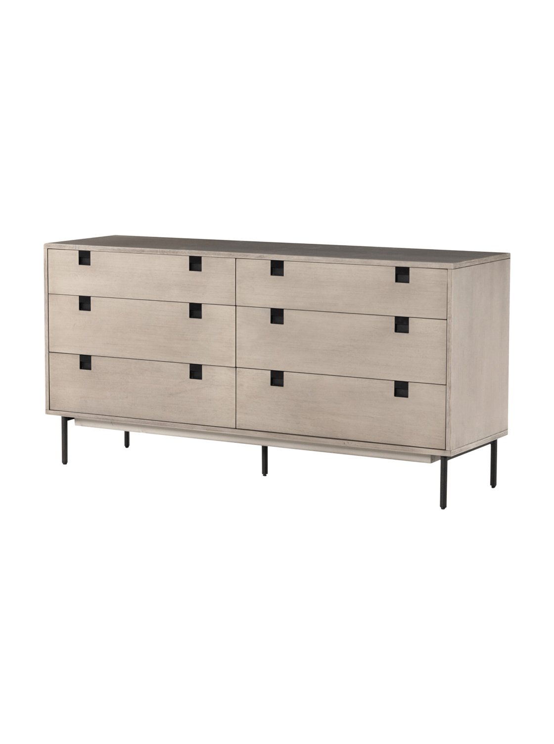 Tashi 6 Drawer Dresser - Ash Wood, Metal Base