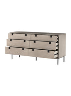 Tashi 6 Drawer Dresser - Ash Wood, Metal Base