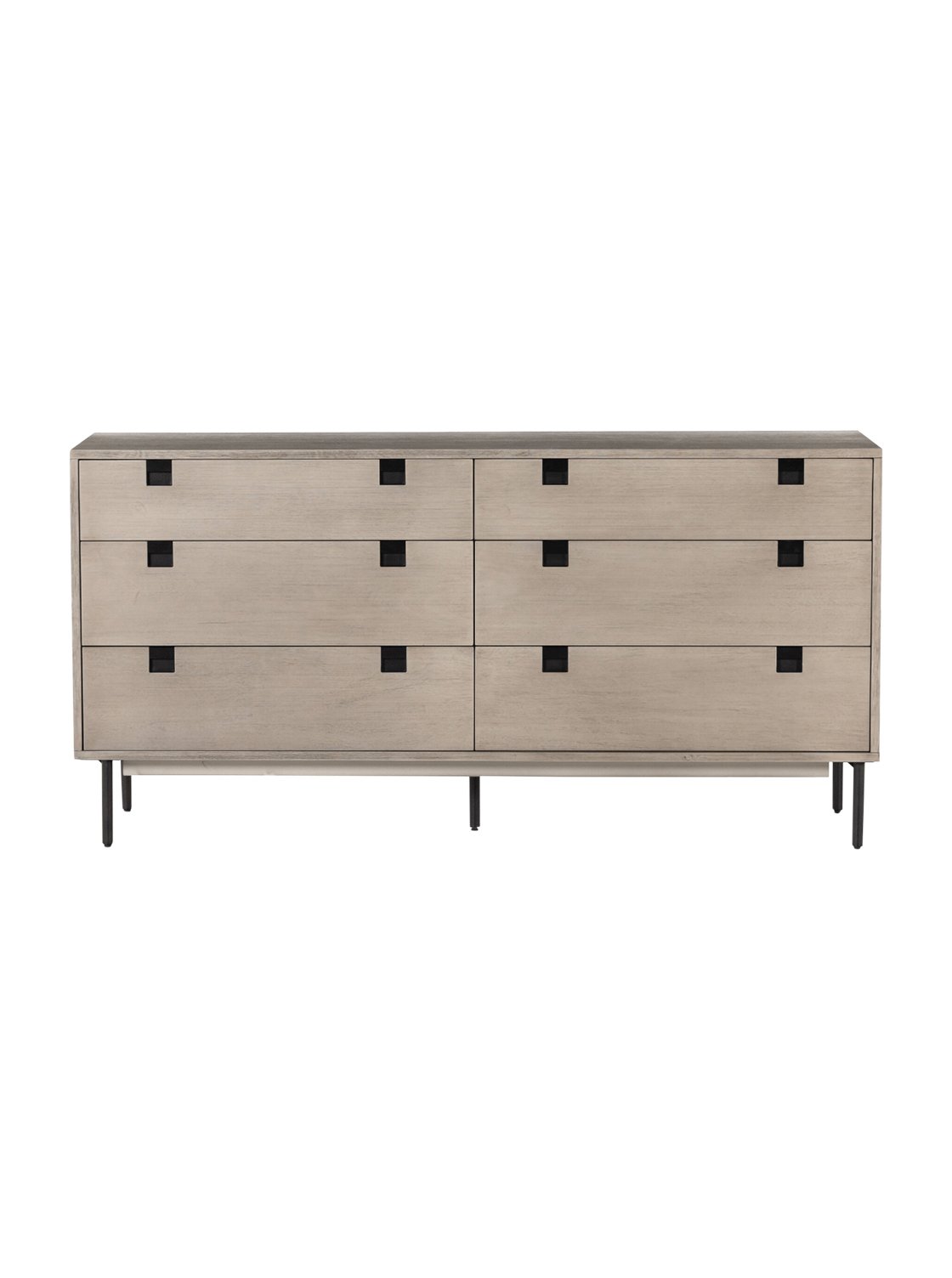 Tashi 6 Drawer Dresser - Ash Wood, Metal Base