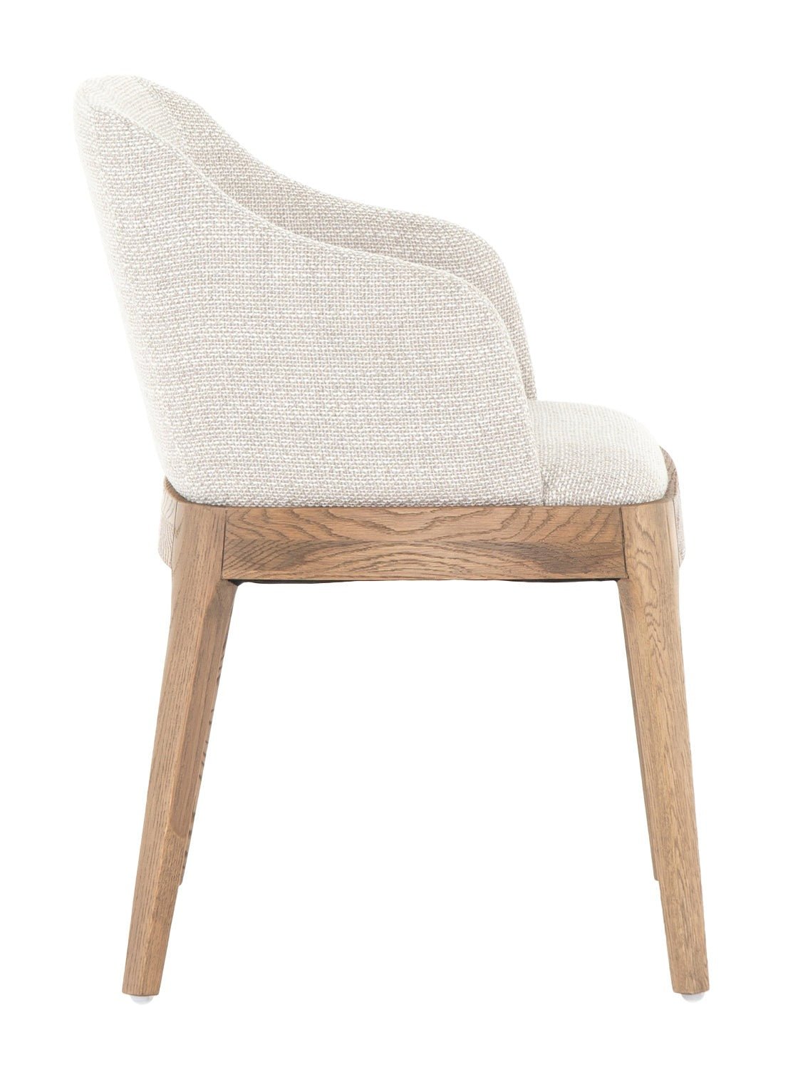 Viola Dining Arm Chair - Upholstered, Oak Wood